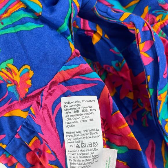 J.CREW FACTORY Tank Top Size 14 Blue Floral Tropical Tie Back Strappy Summer - Picture 15 of 16